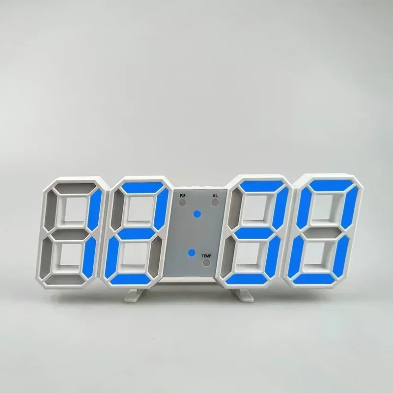 LED Digital Alarm Clock – Wall & Desk Display | Calendar LED Alarm Clock Peaceful Pleasures Health and Wellness whtie blue