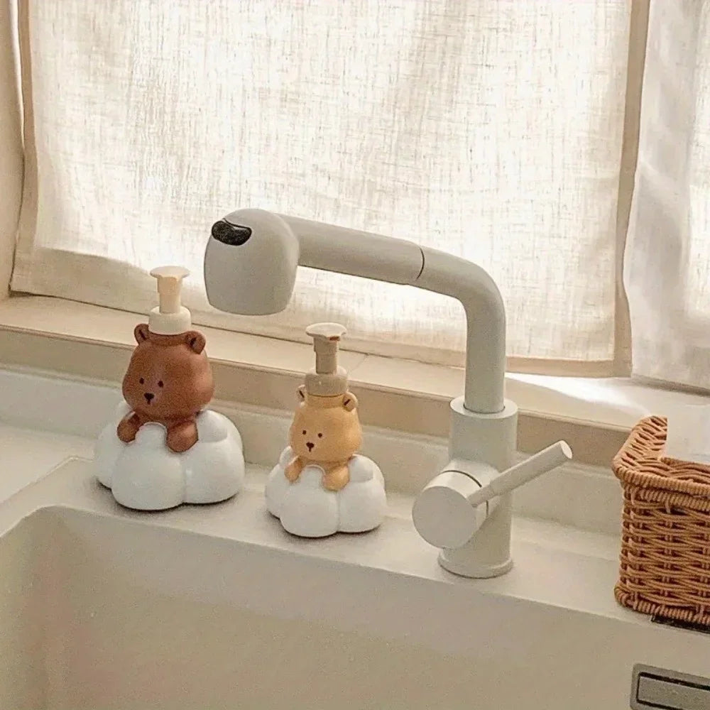 New Cartoon Cloud Bear Foam Bottle Cute Cartoon Hand Wash Pump Shampoo Cleanser Foaming Mousse Dispenser Bathroom Bathing Bottle Peaceful Pleasures Health and Wellness