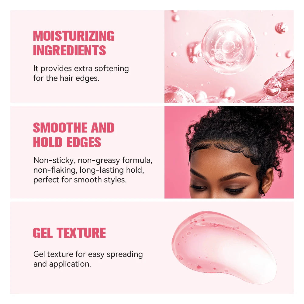 Lakerain Strong Styling Hair Gel Long Lasting Control Edge Gel Smoothes Nourishes Hair Curl Enhancement Strong Hold Hair Gel Peaceful Pleasures Health and Wellness