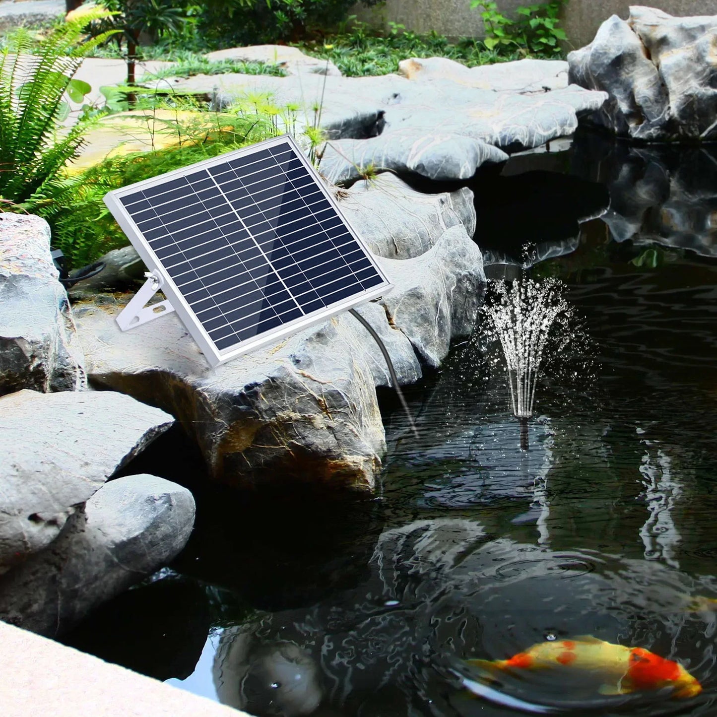 10W Solar Fountain Pump Water Height Large Panel 3 Nozzles Max Bird