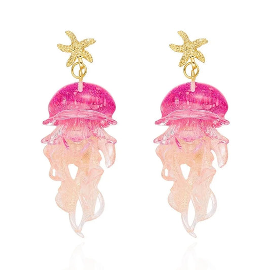 Jellyfish Tassel Drop Earrings – Gradient Acrylic Ocean Jewelry Dangle Earrings Oasis Select