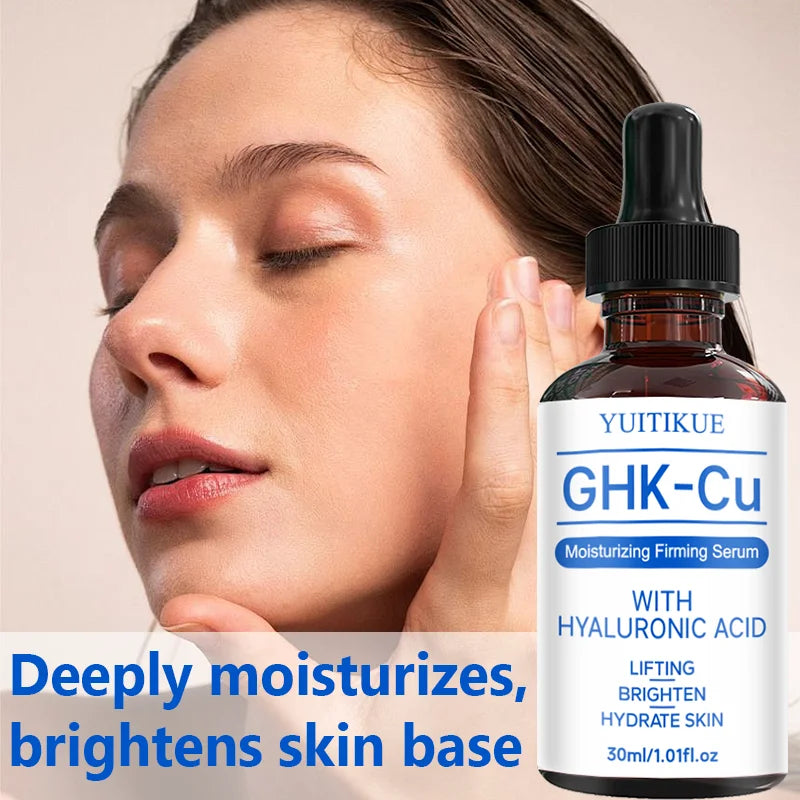 YUITIKUE GHK-Cu Serum with Hyaluronic Acid Moisturizing Firming Lifting Brightening Hydrating Facial Skin Care Serum 30ml Peaceful Pleasures Health and Wellness