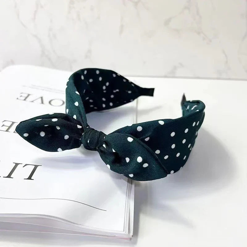 Polka Dot Bow Headband – Non-Slip Hair Hoop for Women & Girls