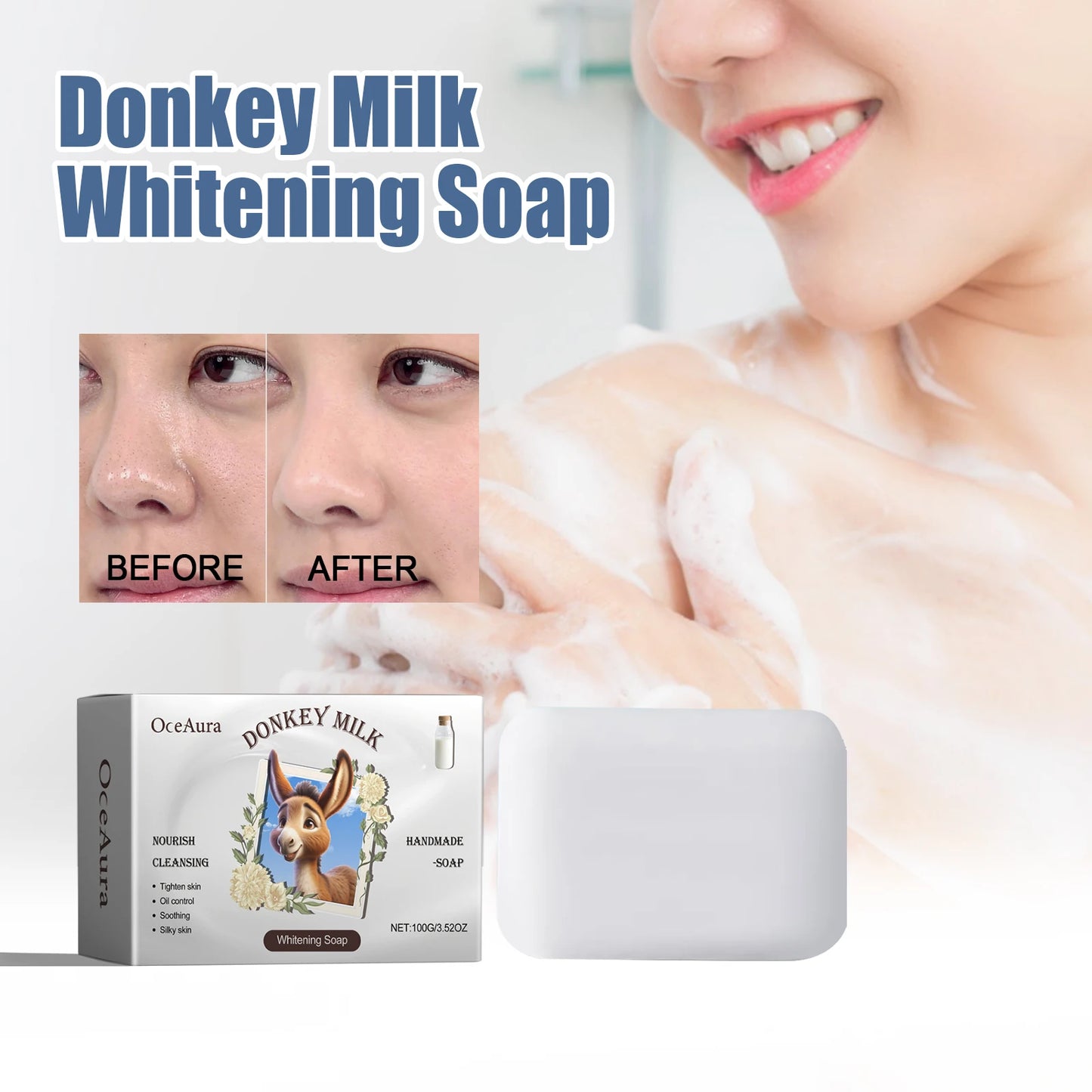 OCEAURA Donkey Milk Whitening Soap – Shea, Olive & Coconut
