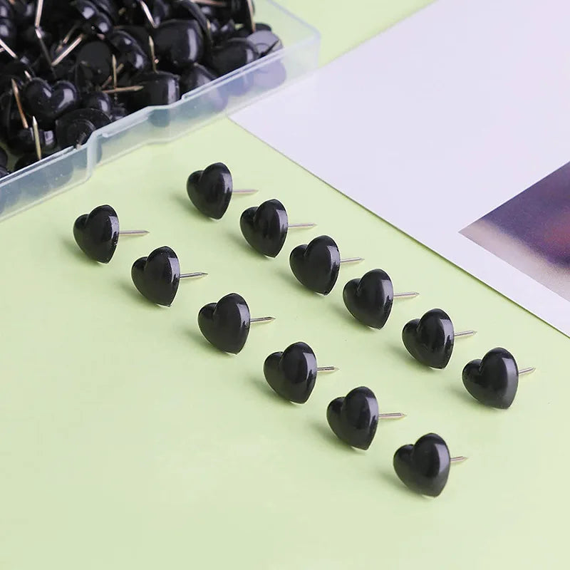 Transparent Love Heart Push Pins Thumbtacks Peach I-beam Nails