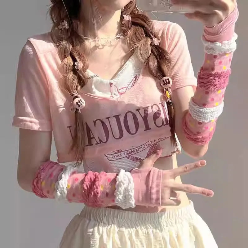 Lolita Girls Dopamine Sunscreen Sleeves for Spring and Autumn Arm and Hand Protection Peaceful Pleasures Health and Wellness