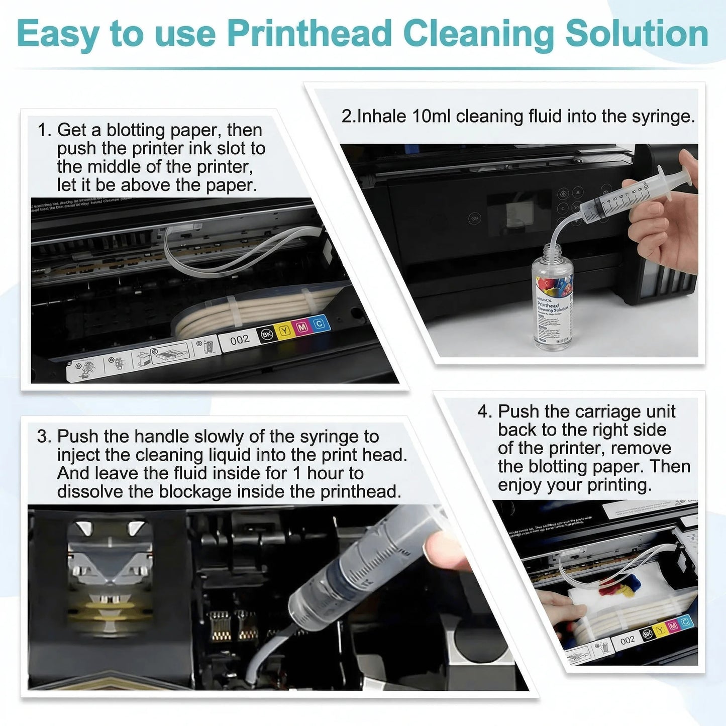MIRAVEXL 100ml Printhead Cleaning Kit Liquid Solution for HP Epson Canon Brother Inkjet Printer Head Unclog Cleaner Repair Tool Peaceful Pleasures Health and Wellness