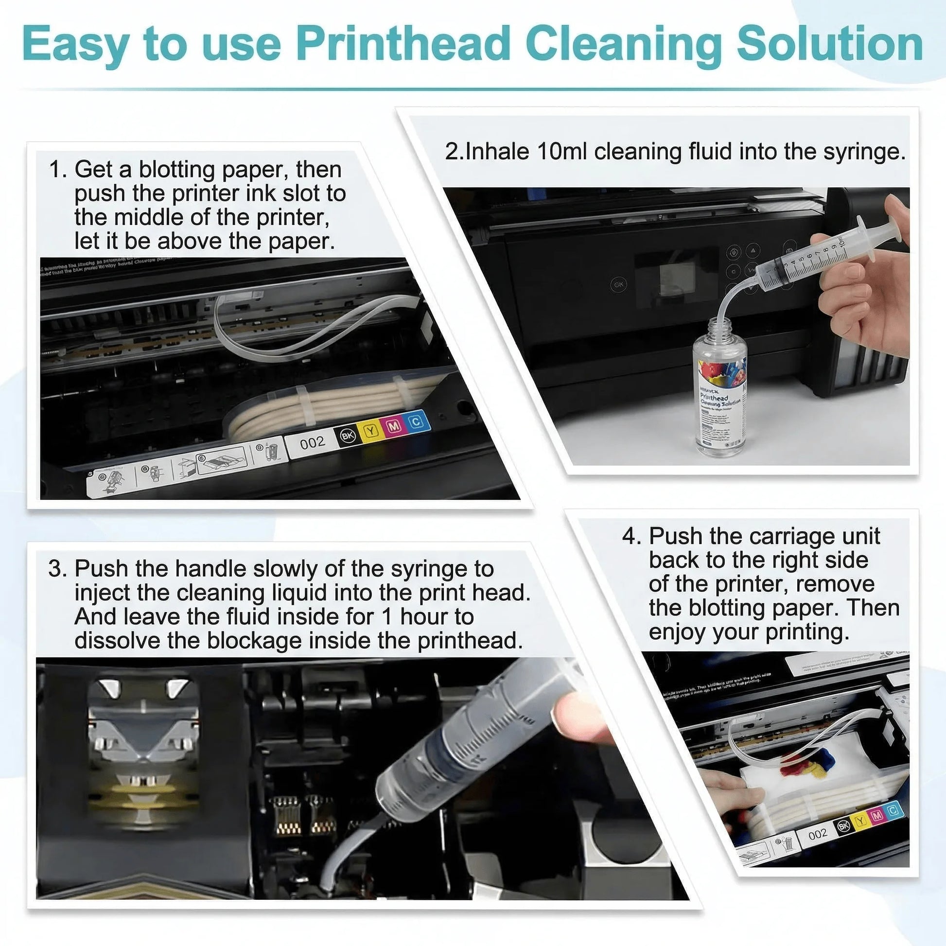 MIRAVEXL 100ml Printhead Cleaning Kit Liquid Solution for HP Epson Canon Brother Inkjet Printer Head Unclog Cleaner Repair Tool Peaceful Pleasures Health and Wellness
