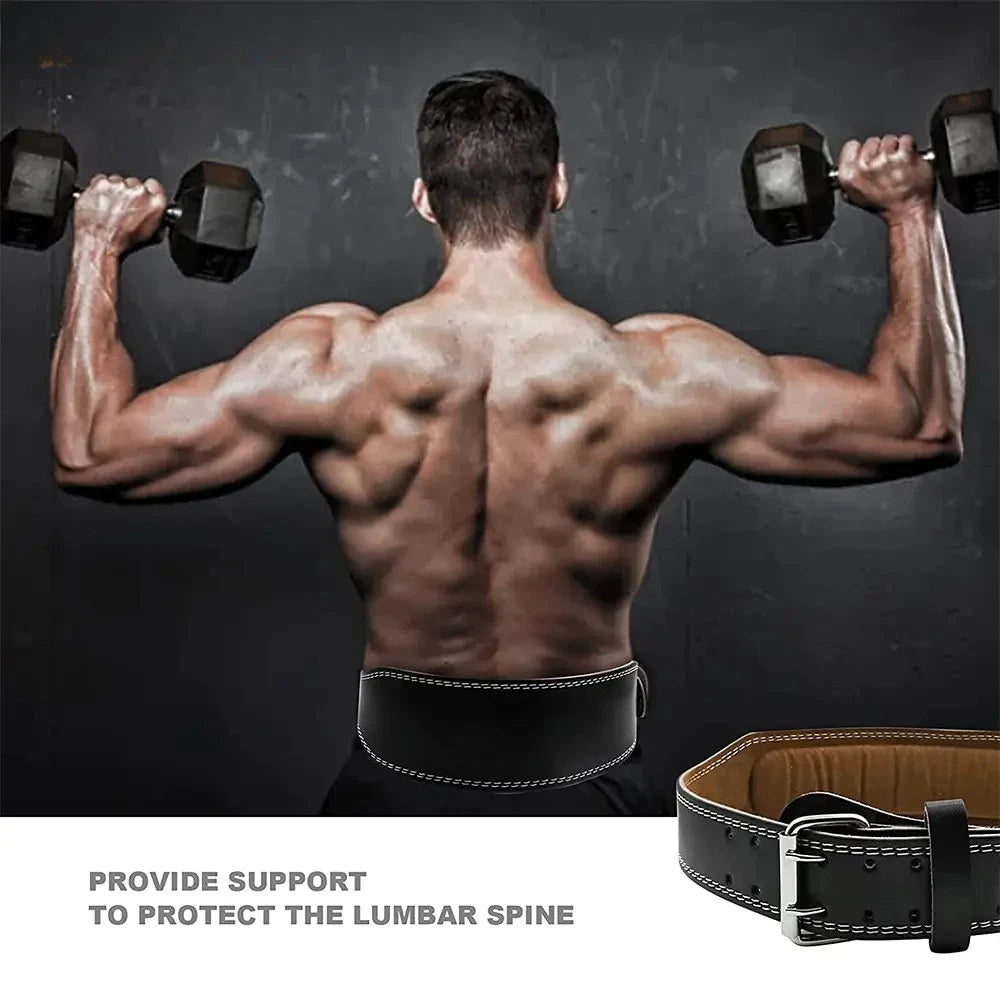 Professional Leather Fitness Buckle Weightlifting Belt Adjustable Gym Waist Belts for Squats Training Bodybuilding Lumbar Brace Peaceful Pleasures Health and Wellness