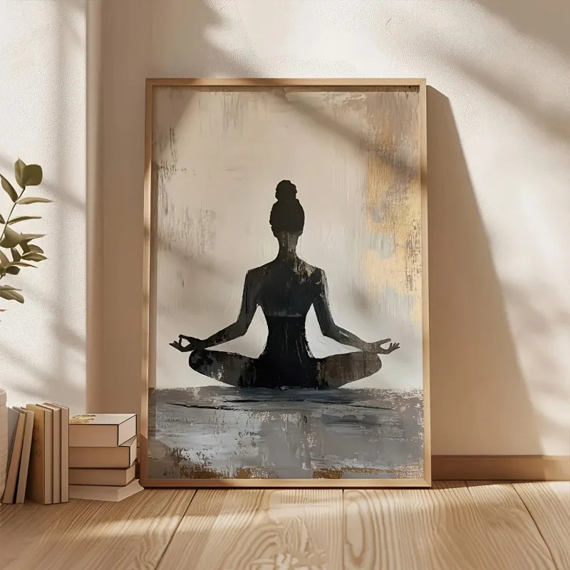 1pc Yoga Meditation Posters Print, Zen Wall Art,Yoga Pose Silhouette Painting, Meditation Wall Arts, Yoga Room Decor, No Frame Peaceful Pleasures Health and Wellness