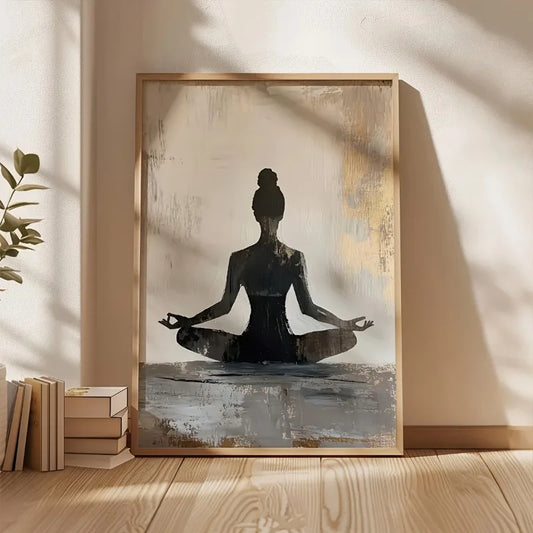 1pc Yoga Meditation Posters Print, Zen Wall Art,Yoga Pose Silhouette Painting, Meditation Wall Arts, Yoga Room Decor, No Frame Peaceful Pleasures Health and Wellness