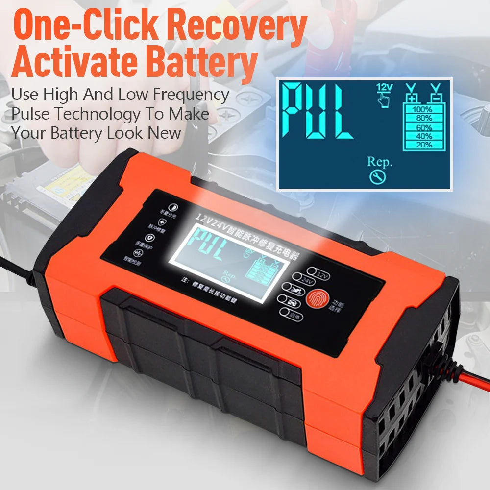 Car Battery Charger 10A 12V Automotive Battery Charger 24V 5A Car Accesorries Digital Display Detection Pulse Repair Car Charger Peaceful Pleasures Health and Wellness