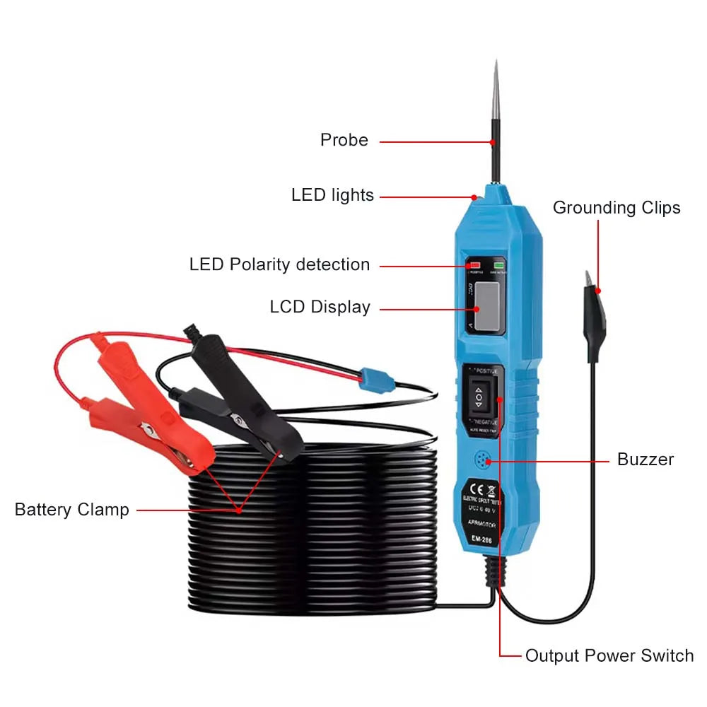 Automotive Circuit Tester Voltage Display LED Probe Kit 6-48V