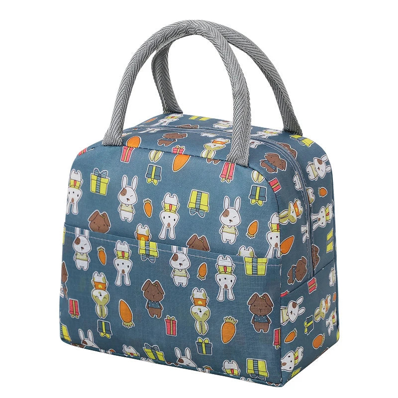 1PC Portable Lunch Bags Thermal Insulation Lunch Box Storage Bag Children's School Lunch Box Bag Picnic Storage Large Capacity Peaceful Pleasures Health and Wellness Blue
