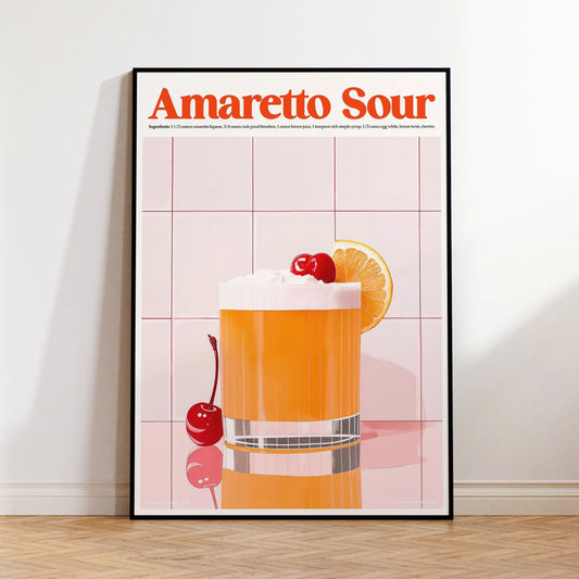 Amaretto Sour Cocktail Canvas Wall Art | Modern Minimalist Print Canvas Wall Art Print Peaceful Pleasures Health and Wellness G4389 30x40cm Wood Framed
