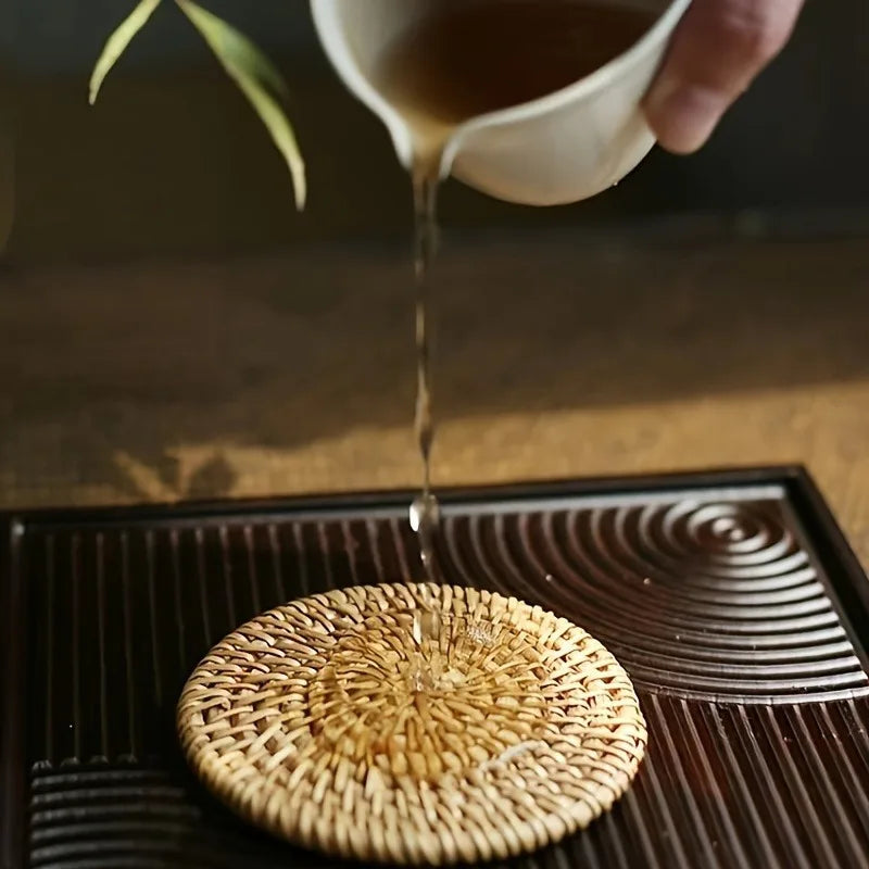 Handcrafted Rattan Bamboo Coaster Set | Heat-Resistant Pot Mat