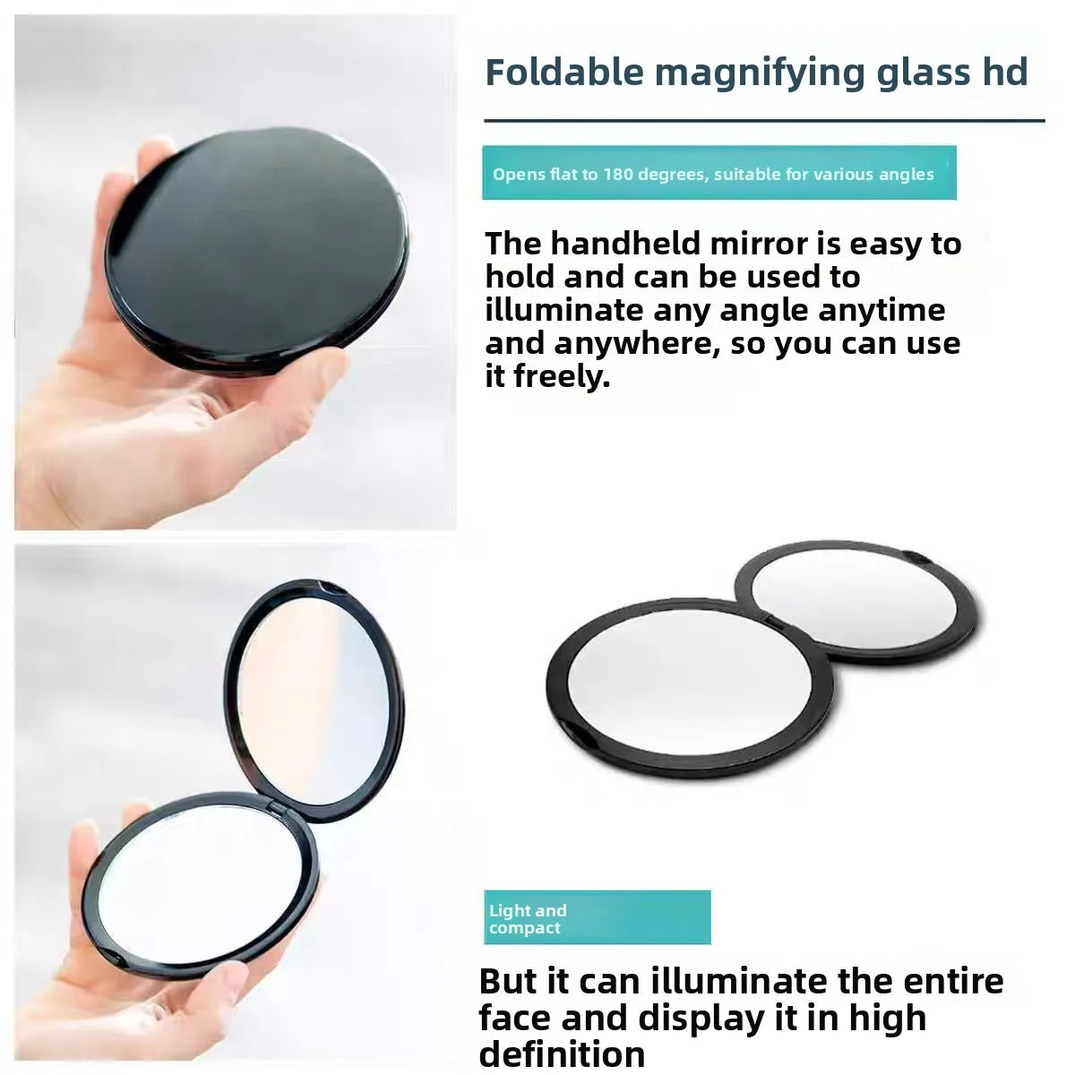 10cm Small Acrylic Compact Magnifying Mirror Mini Plastic Pocket Mirrors with Magnification 10x 20x 30x Peaceful Pleasures Health and Wellness