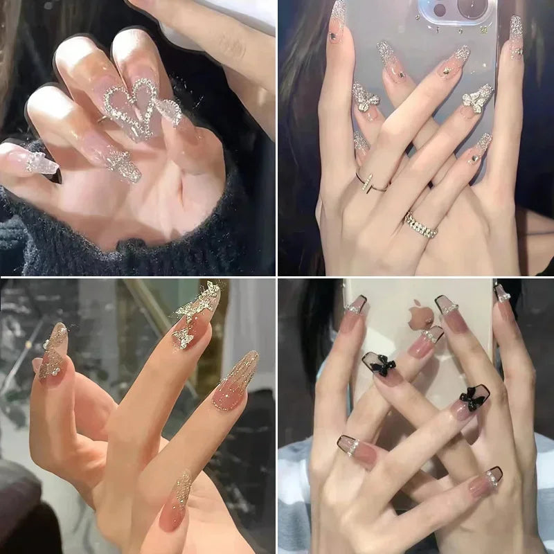 Pink Fake Nails Press on Nail Designs Art Long Tips False Forms with Glue Stick Stickers Reusable Set Acrylic Artificial Peaceful Pleasures Health and Wellness