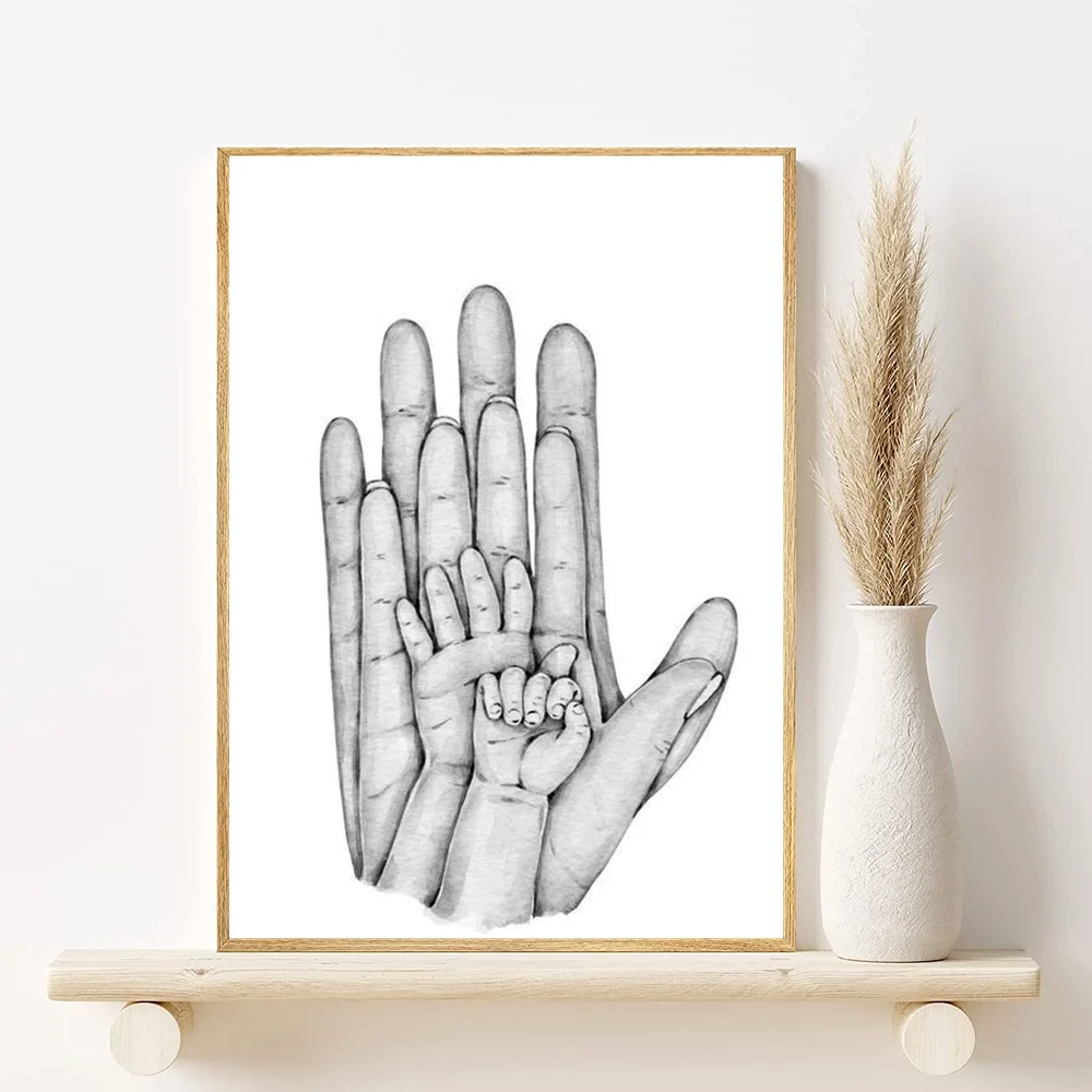 Family Hands Abstract Art Poster | Modern Wall Décor Wall Art Poster Peaceful Pleasures Health and Wellness z10 50X70cmNoframe