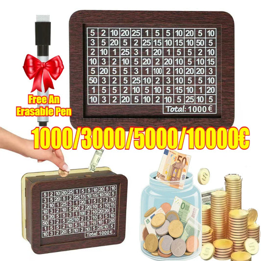 Wooden Piggy Bank – 10,000 Savings Challenge Box | Kids & Adults Wooden Savings Box Oasis Select