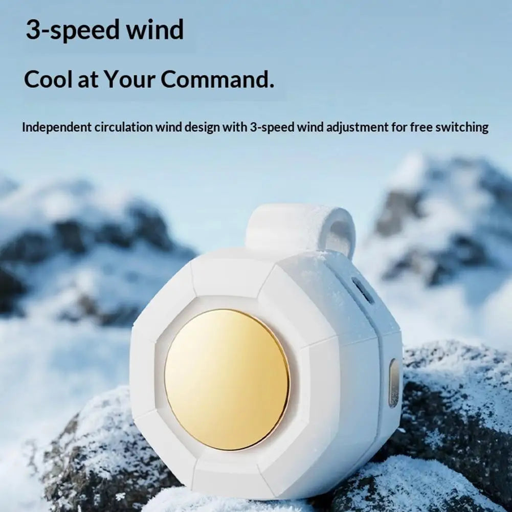 Portable mini clip-on bladeless fan, rechargeable and rotatable with three-speed settings, handheld-free cooling fan for outdoor Peaceful Pleasures Health and Wellness