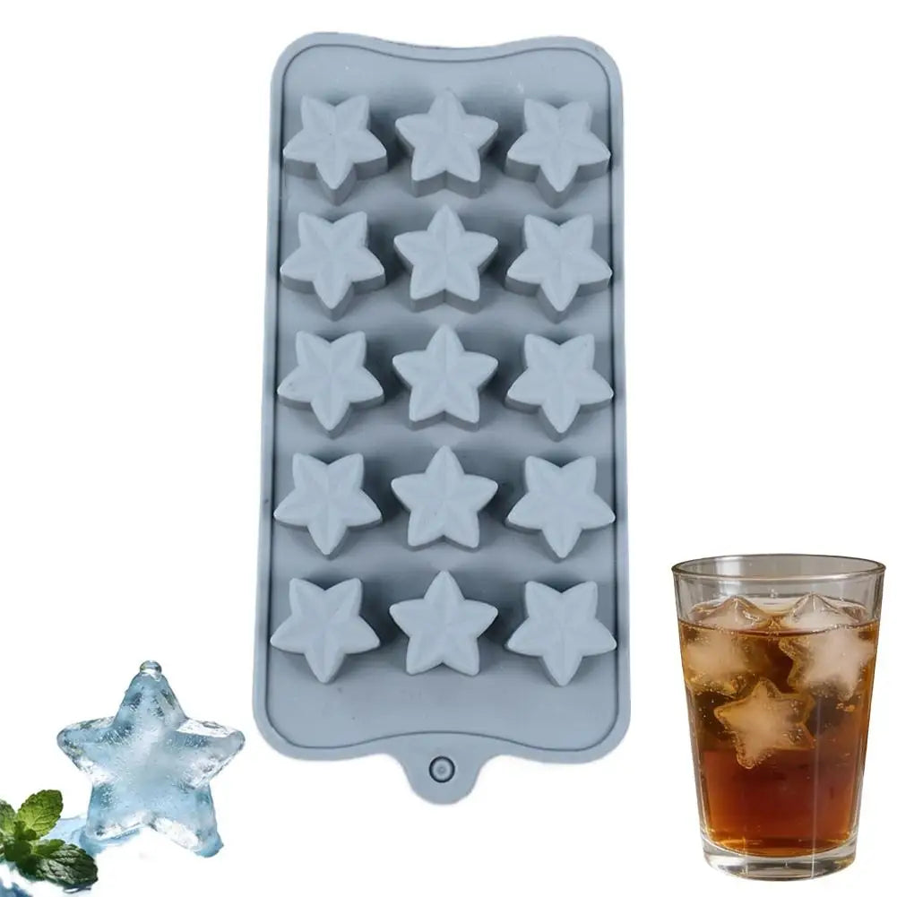 15-Piece Five-Pointed Star Silicone Chocolate Mold Creative Jelly Christmas Candy DIY Mold Ice Tray Baking Mold Peaceful Pleasures Health and Wellness B