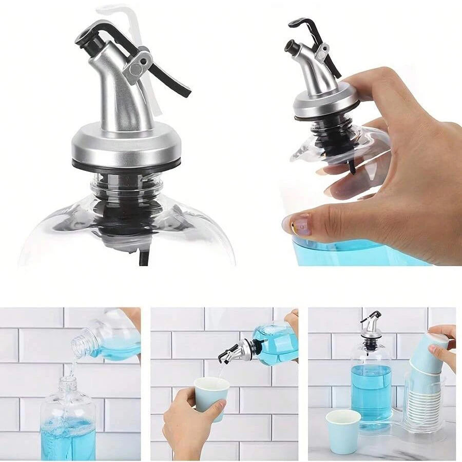 Mouthwash Dispenser with Cup Holder & Tray – 3-Piece Clear Pump Bottle Bathroom Organizer Set
