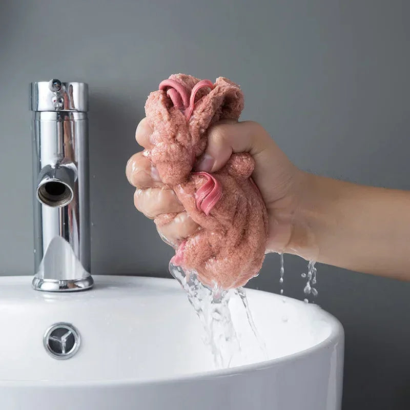 Bowknot Hand Towels – Soft Coral Fleece Quick-Dry Kitchen & Bath