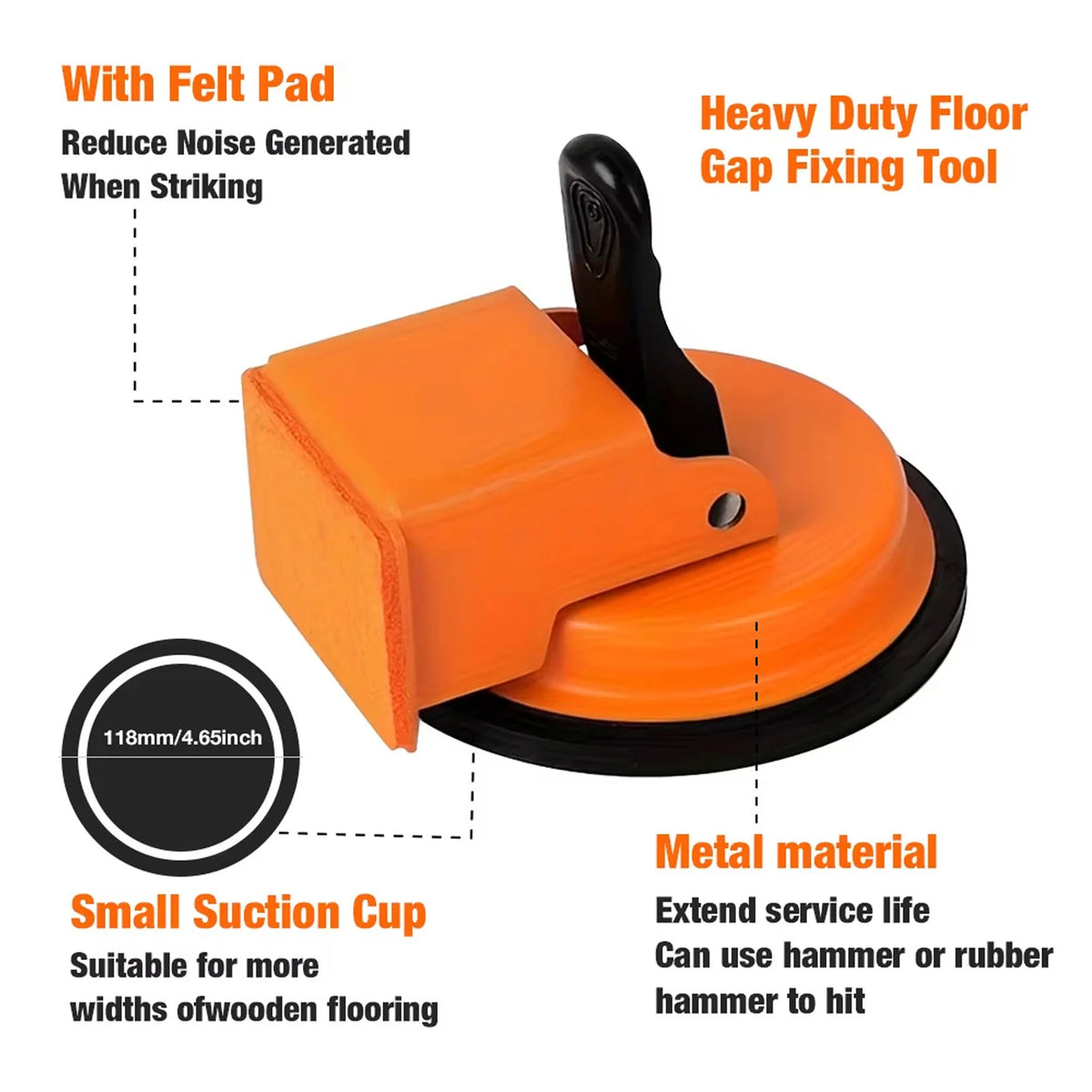 Professional Floor Gap Repair Kit Floor Gap Fixer Tool Heavy Duty Repair Professional Suction Cup with 3 Reusable Patches Orange Peaceful Pleasures Health and Wellness