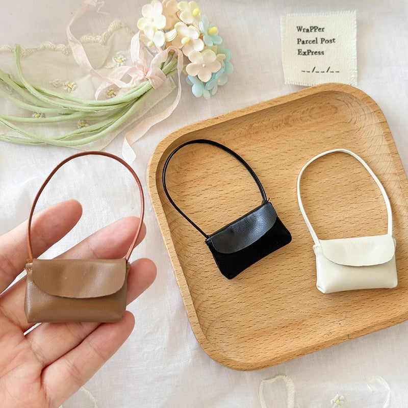 1Pcs Doll Handbag Leather Bag PU Leather Purse Lady Accessories 15-17cm Doll Decoration Pretend Play Toy Peaceful Pleasures Health and Wellness