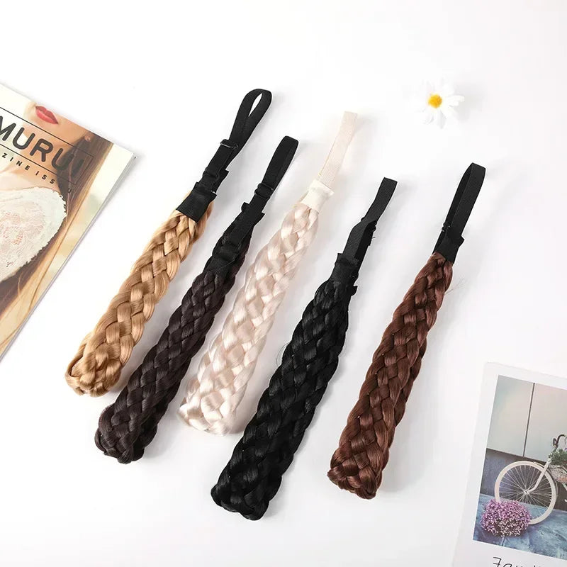 3pcs Elastic Hair Bands For Women and Girls, 3.5cm Wide Synthetic Wig, Stretch Bohemian Plait Braids Headbands, Hair Accessories Peaceful Pleasures Health and Wellness