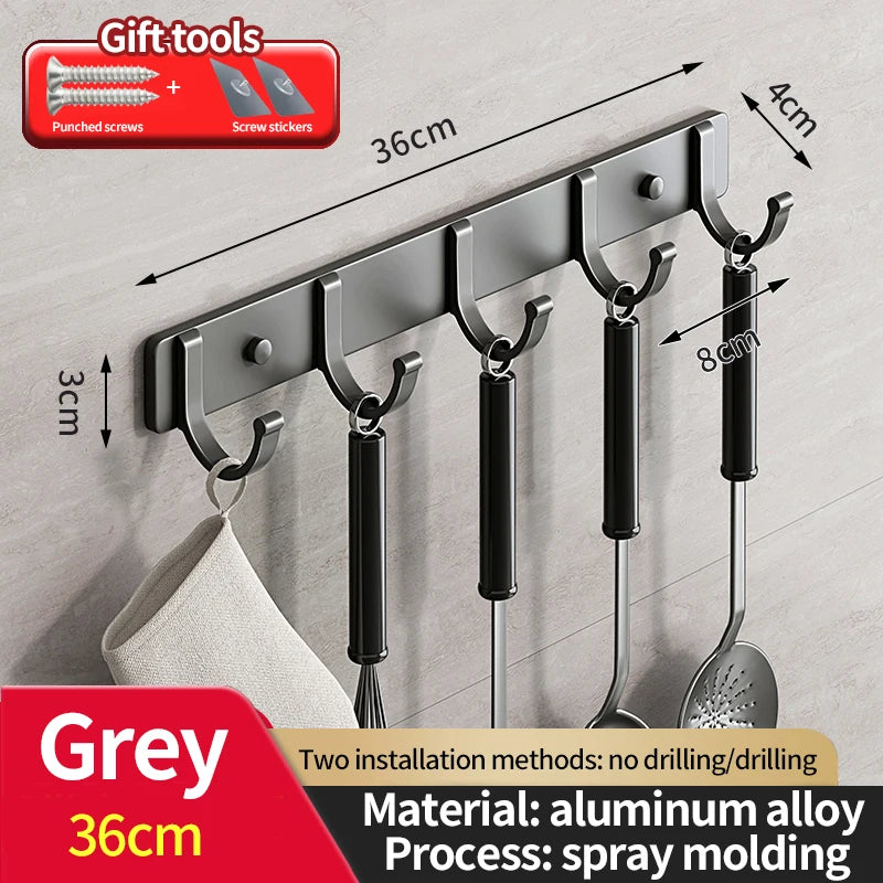 No-Drill Aluminum Wall Hook | Coat & Clothes Hanger Organizer