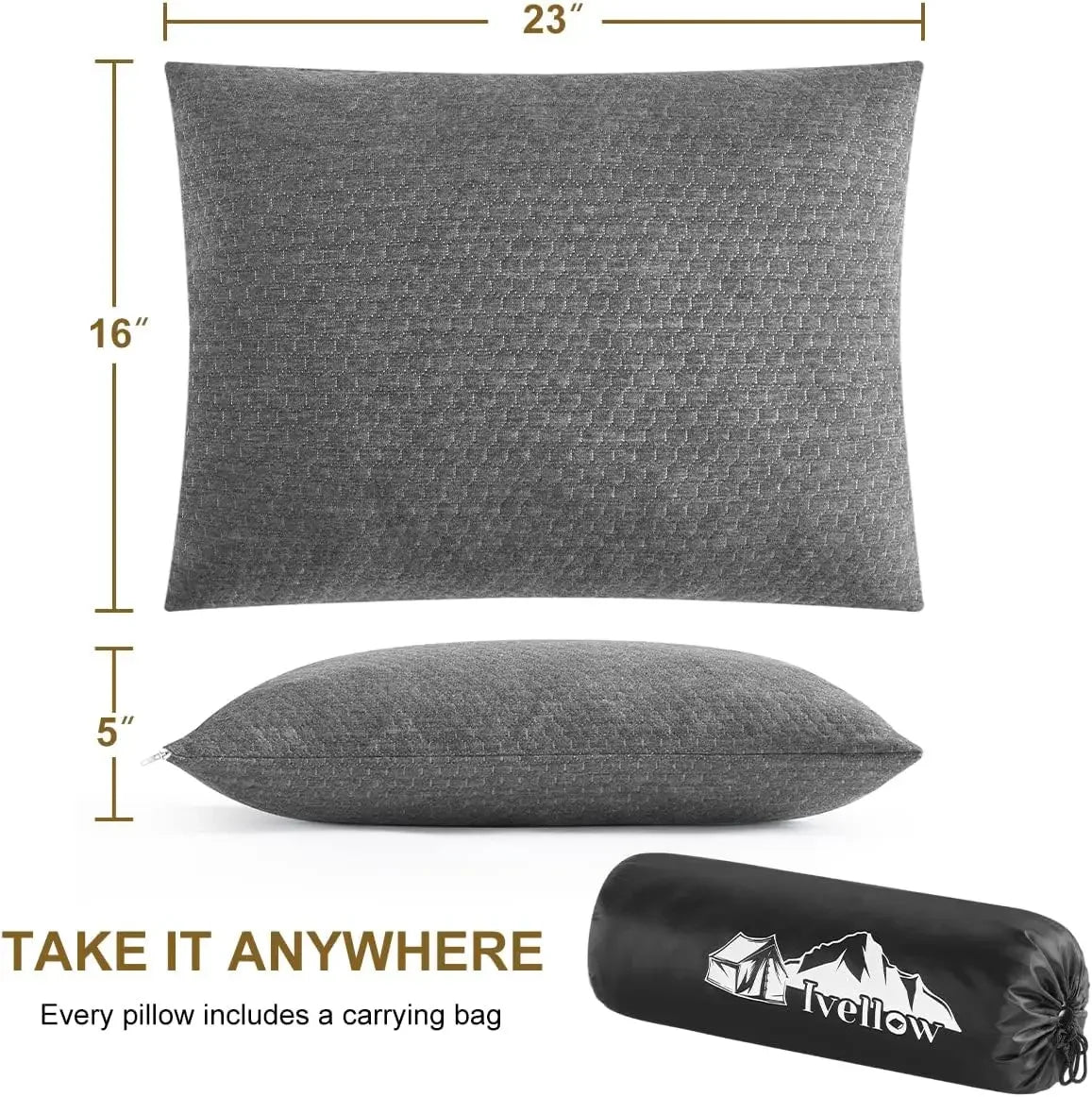 Memory Foam Travel Pillow for Camping, Hiking, and Outdoor Sleep - Compressible, Supportive, and Compact Peaceful Pleasures Health and Wellness