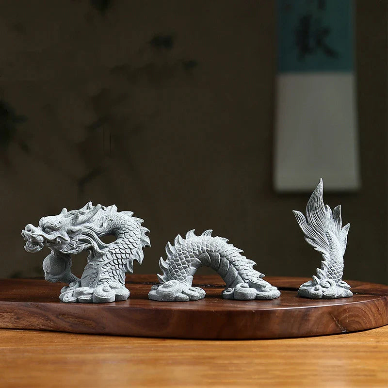 Chinese Stone Dragon Fish Tank Ornament | Aquarium Decor Set