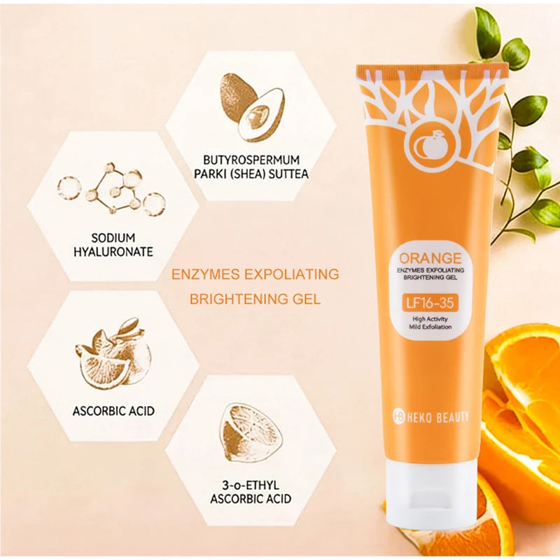Orange Exfoliating Gel With Vitamin C Gentle Deep Cleaning Longlasting Moisturizing Smooth Skin Unisex Exfoliating Gel 1/2/3pcs Peaceful Pleasures Health and Wellness