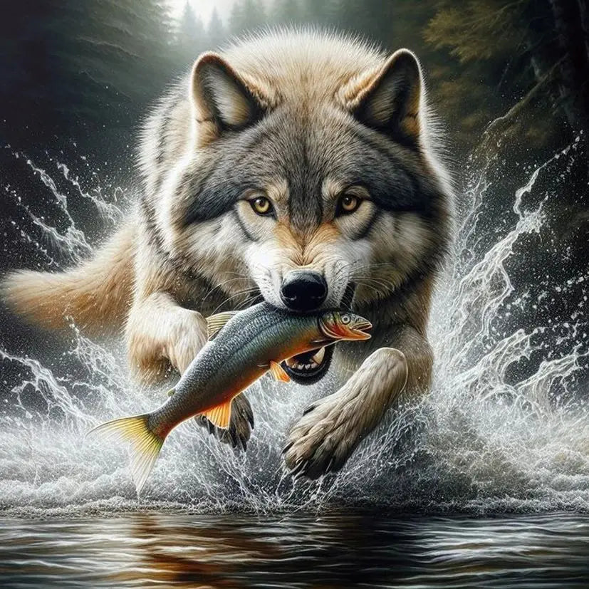 5D DIY Wolf Diamond Painting Kit – Full Round Rhinestone Mosaic Diamond Painting Kit Peaceful Pleasures Health and Wellness 2 20x30cm Unframed