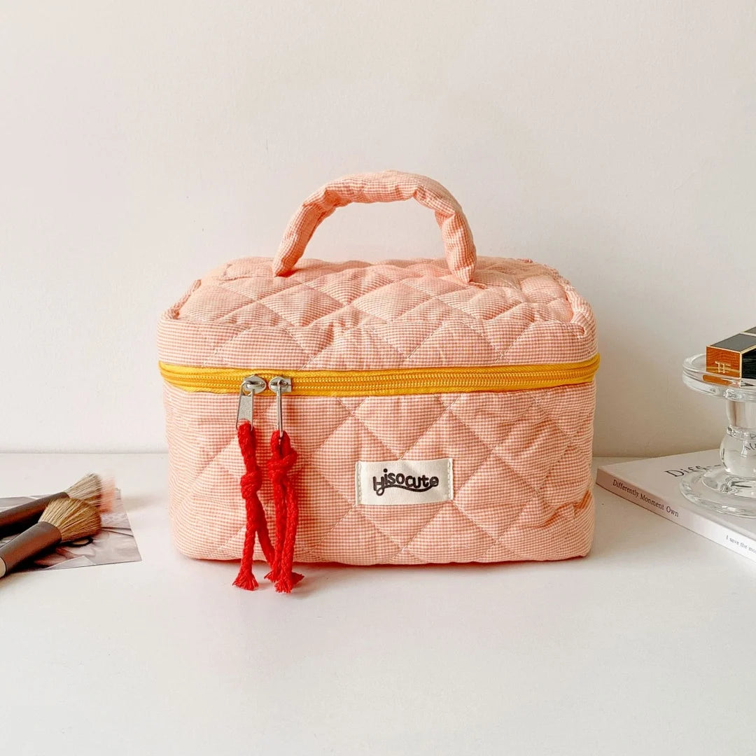 3-Piece Plaid Cosmetic Bag Set – Large Capacity Toiletry Organizer
