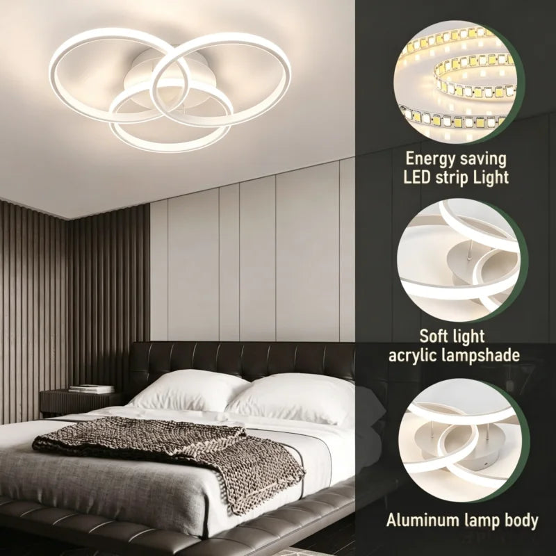 RUNTOIN Modern LED Circle Ceiling Light | 3000K–6500K 3-Color