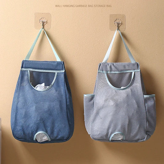 Wall-Mount Plastic Bag Holder & Dispenser | Washable Mesh Bag Holder Dispenser Peaceful Pleasures Health and Wellness