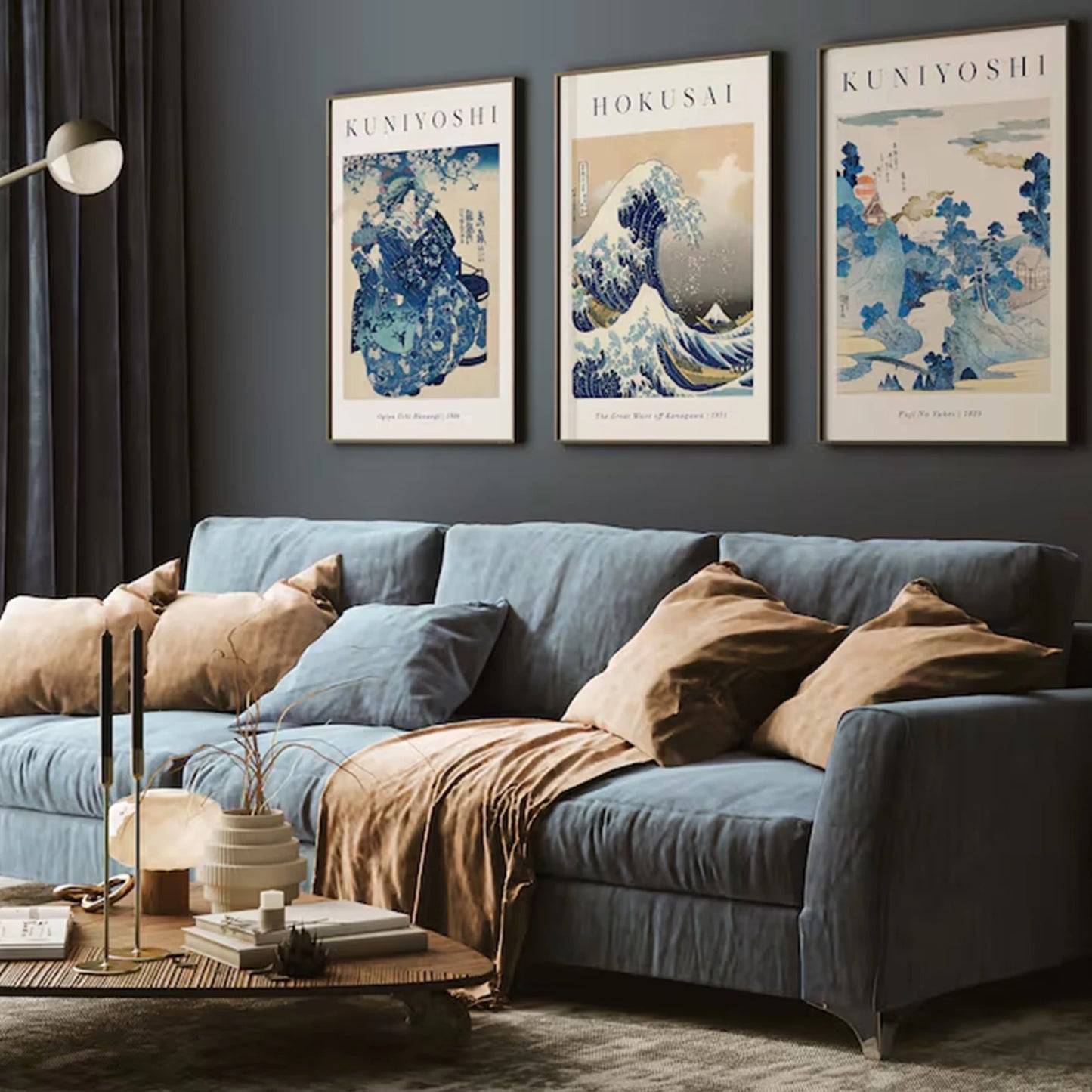 3-Piece Retro Japanese Wave Canvas Wall Art Print | Home Décor