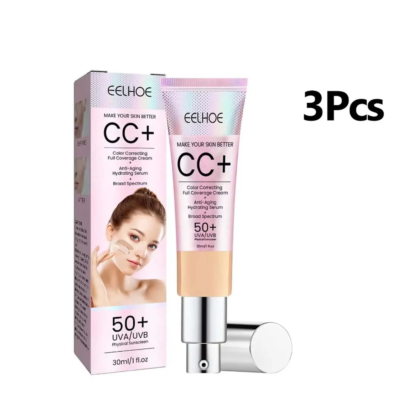 CC Cream Foundation SPF 50 – Brightening, Oil Control & Concealer Peaceful Pleasures Health and Wellness 3PCS Medium Skin