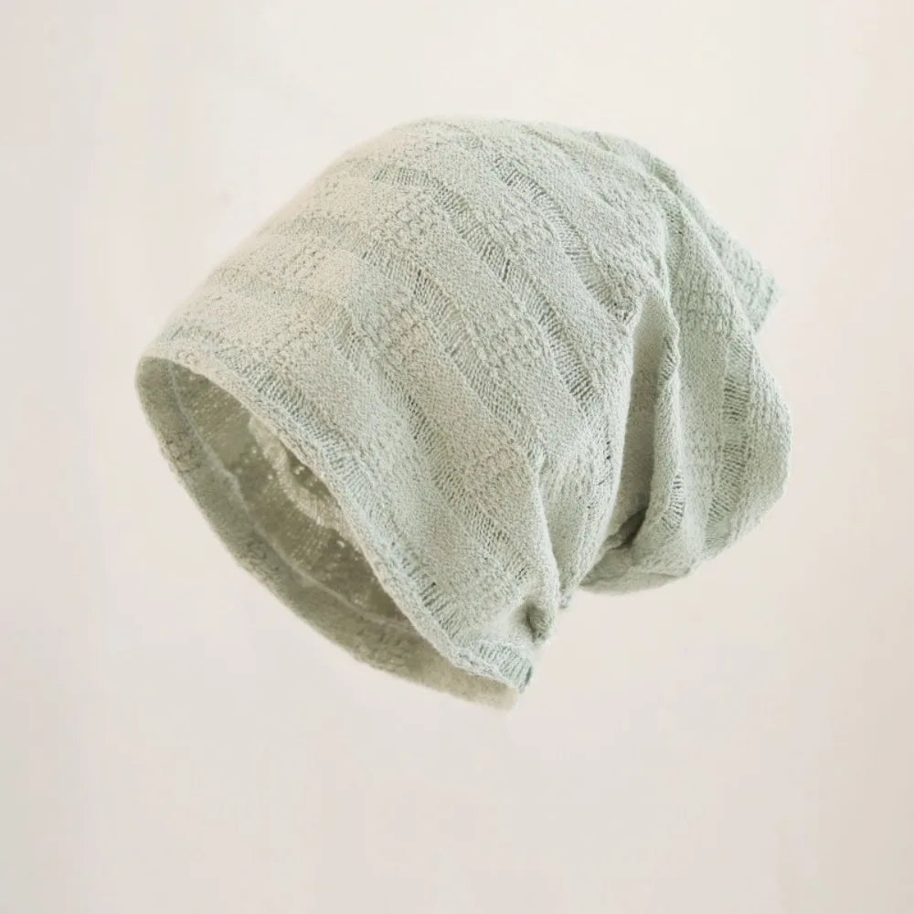 Korean Hollow Knit Pullover Beanie Hat – Breathable Unisex Cap