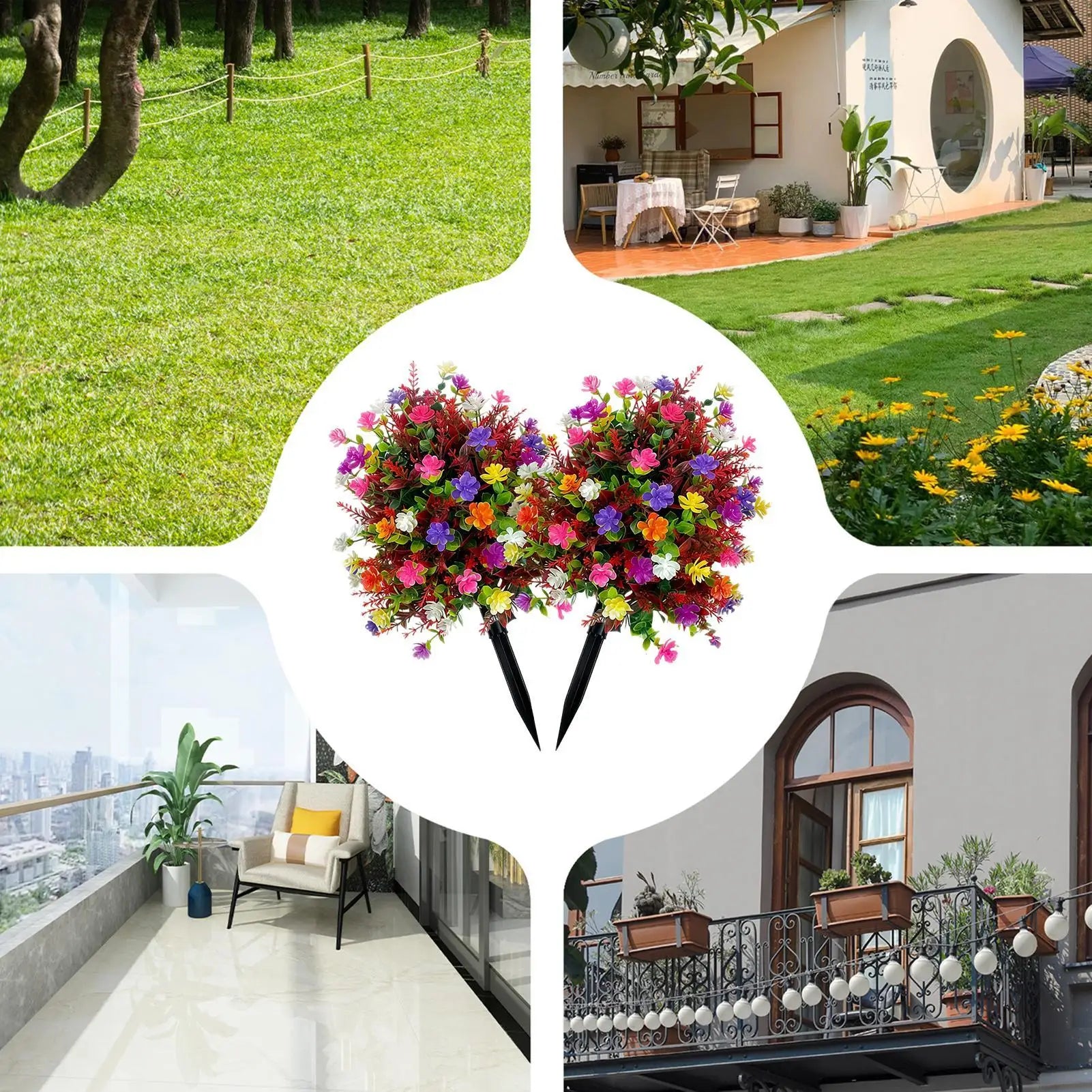 Faux Flowers Realistic Floral Spring Garden Stakes UV Resistant Artificial Flower Bouquet for All Season Lawn Porch Farmhouse Peaceful Pleasures Health and Wellness