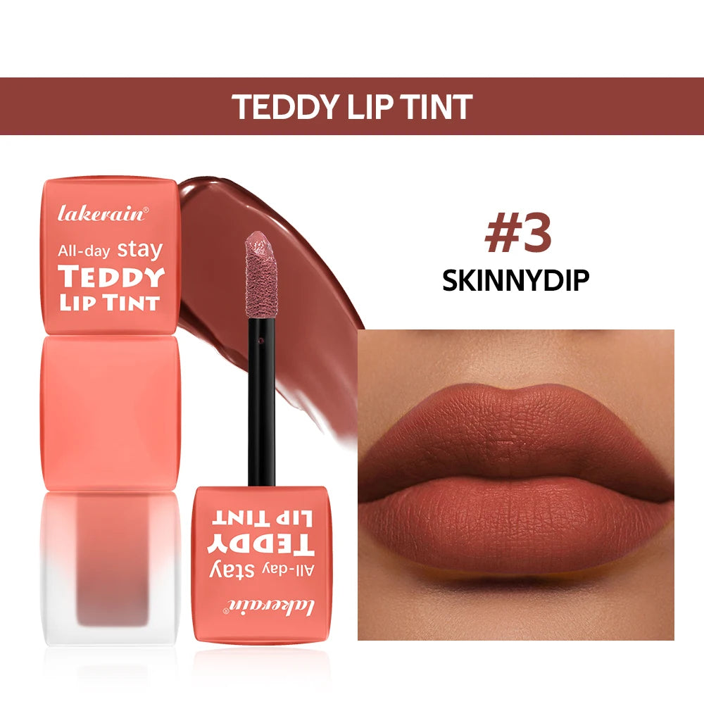 Teddy Tint Lip Color Tear Lip Gloss Super Stay Long-Lasting Coloring 12H Matte Texture Waterproof Lip Stain Lipstick Cosmetics Peaceful Pleasures Health and Wellness 3Skinnydip