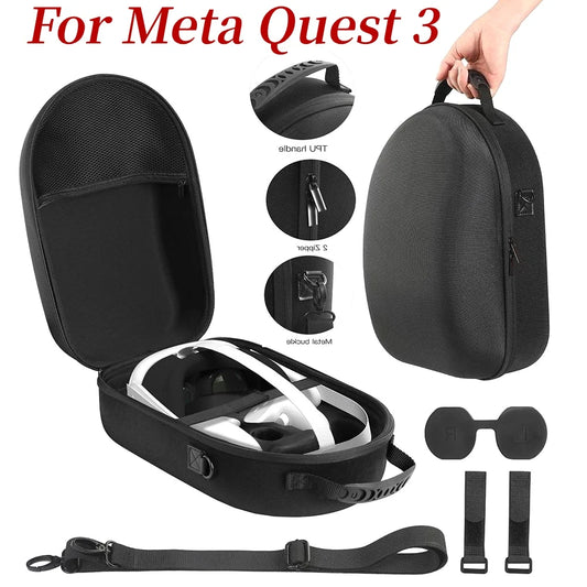 For Meta Quest 3 VR Glasses Storage Bag EVA Hard Shell Travel Carrying Case With Shoulder Strap for Meta Quest 3 VR Accessories Peaceful Pleasures Health and Wellness