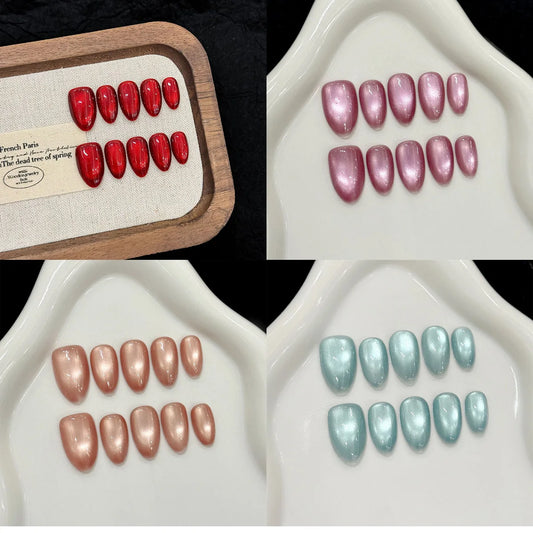 Cat's Eye Press On Nails – Almond Fake Nails, 10pc Set Press On Nails Peaceful Pleasures Health and Wellness
