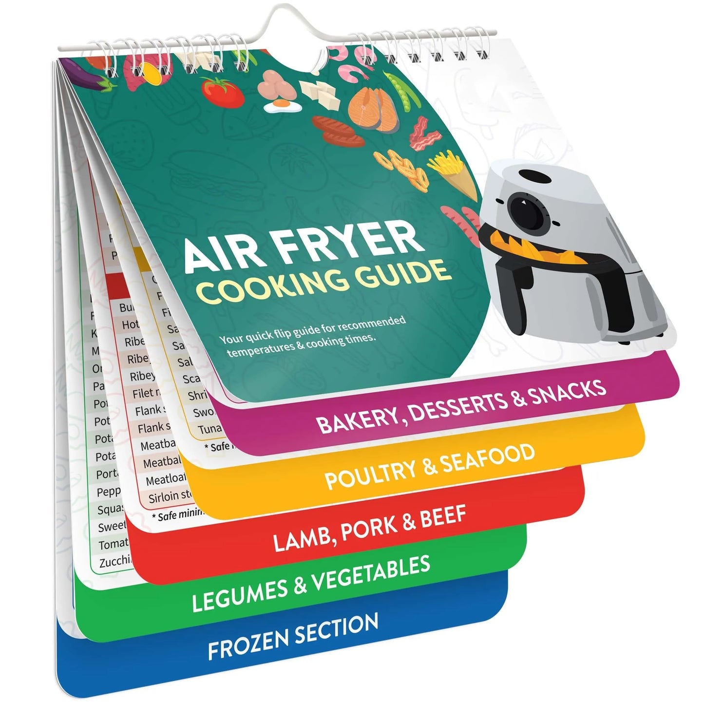 Air Fryer Magnetic Cheat Sheet & Keto Cookbook Guide Set