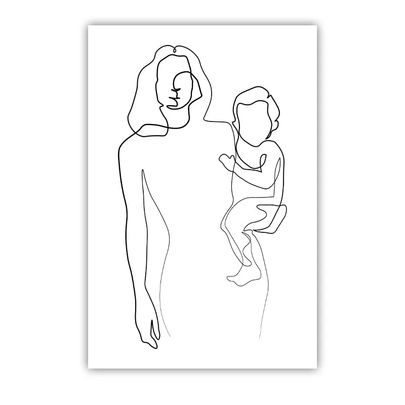 Nordic Mother & Baby Abstract Canvas Wall Art | Minimalist Print Canvas Wall Art Peaceful Pleasures Health and Wellness 08 50x70cm NoFrame China Mainland