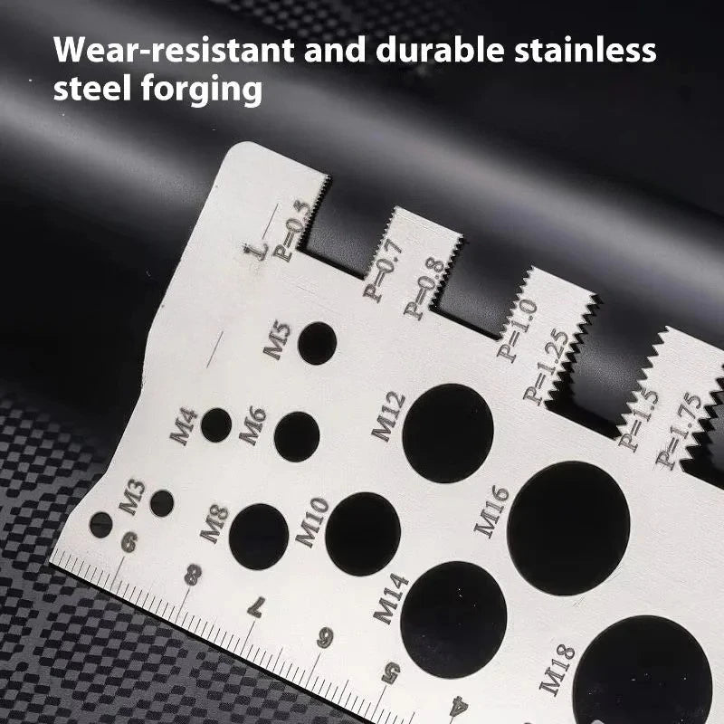 Stainless Steel Screw Thread Pitch Gauge | L-Shape Metric Ruler