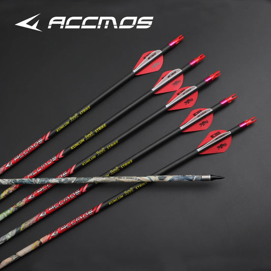 ACCMOS Arrow ID6 Spine 450 Pure Carbon Arrows Hunting Target Shooting Peaceful Pleasures Health and Wellness spine 450-12pcs